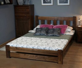 AMI nábytek Fenyőfa ágy Mila 140x200 cm dió színben