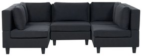 Ötszemélyes kombinálható fekete kárpitozott kanapé UNSTAD Beliani