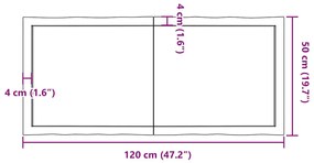 sötétbarna kezelt tömör asztallap 120x50x(2-6) cm