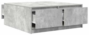 betonszürke dohányzóasztal fiókokkal 100x100x40 cm
