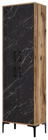 Tároló szekrény Berlin A - Walnut, Black Marble