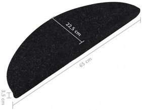 15 db fekete öntapadó lépcsőszőnyeg 65x22,5x3,5 cm
