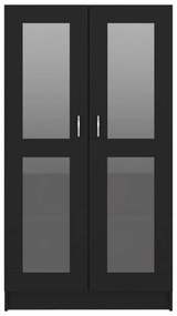 fekete szerelt fa vitrinszekrény 82,5 x 30,5 x 150 cm