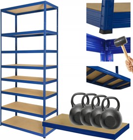 Tárolószekrény fém állvány Helios 270x100x30cm 8Px400kg Tömör Kék