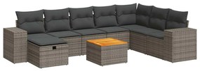 9 részes szürke polyrattan kerti ülőgarnitúra párnákkal