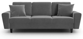 Világosszürke bársony kinyitható tárolóhelyes kanapé 235 cm Kyoto – Cosmopolitan Design