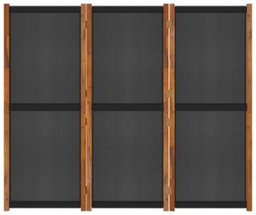 fekete 3 paneles térelválasztó 210 x 180 cm