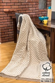 Pamut akril takaró 150x200 cikk-cakk bézs