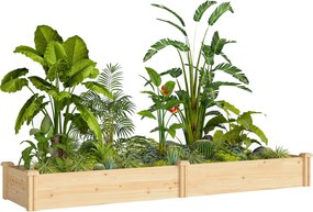 Outsunny fa emelt ágyás elválasztóval és nyitott aljjal — nagy zöldség- és fűszerláda 235×66×26 cm | Aosom