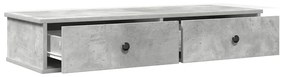 betonszürke szerelt fa falipolc fiókokkal 100 x 37,5 x 19 cm