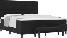 vidaXL Boxrugós ágy matracmal fejtámlával Fekete 180 x 200 cm szövet