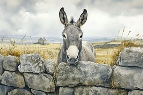 Vászonkép Canvas Tájkép Írország Fal Szamár Természet 60x40