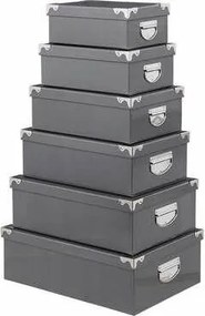 6 db-os tárolódoboz szett, szürke