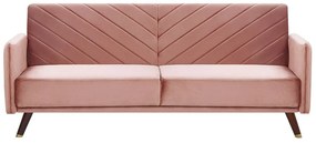 Rózsaszín bársony kanapéágy SENJA Beliani