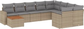 vidaXL 10 részes bézs polyrattan kerti ülőgarnitúra párnával