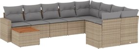 vidaXL 10 részes bézs polyrattan kerti ülőgarnitúra párnával