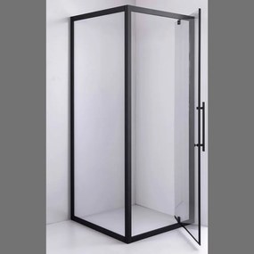 Stuxi Torino Black 80x80 szögletes nyílóajtós zuhanykabin 6 mm vízlepergető biztonsági üveggel, fekete elemekkel, 200 cm magas