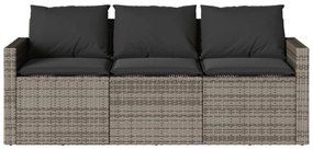 vidaXL 3 személyes szürke polyrattan kerti kanapé párnával