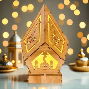 Dekoratív Fa Led Lámpa Ramadanra és Eid Mubarakra 22 x 14 cm