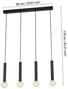 Eglo 98057 - Csillár zsinóron CORTENOVA 4xE27/60W/230V