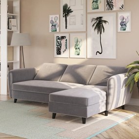 Szürke bársony kinyitható sarokkanapé Perry – Støraa