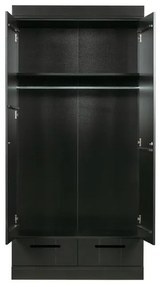 Connect fekete ruhásszekrény borovi fenyő konstrukcióval, szélesség 94 cm - WOOOD