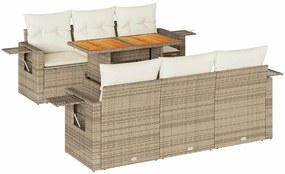 vidaXL 7 részes bézs polyrattan kerti ülőgarnitúra párnákkal
