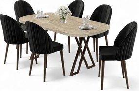 Kaye étkezőgarnitúra, travertin-fekete, 168 cm – TR240CHR2844