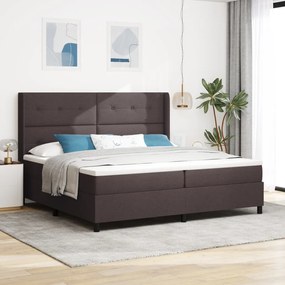 Boxspring Ágy Matraccal és LED világítással Sötétbarna 200x200 cm Szövet
