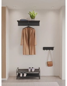 Fekete acél fali fogas polccal 11,5 cm A-Hallway – Zone
