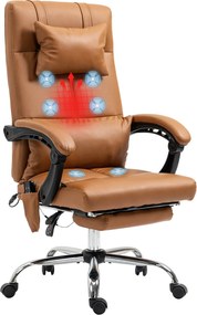Vinsetto Masszázsfunkciós Irodai Szék, Ergonomikus Vezetői Szék Fűtéssel, Dőlésszabályzással, Deréktámasszal és Fejtámaszsal, Magasságállítható Forgós