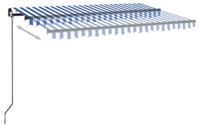 kék/fehér automata szélérzékelős és LED-es napellenző 400x300cm