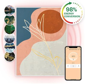 Klarstein Wonderwall Air Art, infravörös smart hősugárzó, 60 x 80 cm, 500 W, fali installáció, applikációval vezérelhető, arany vonalak