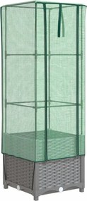 vidaXL rattan megjelenésű magaságyás melegháztakaróval 40x40x139 cm