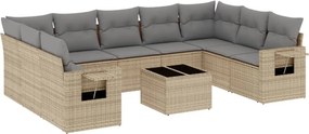 vidaXL 10 részes bézs polyrattan kerti ülőgarnitúra párnával