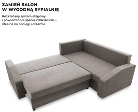 Grande Plus sarokkanapé, jobboldali, szövet anyag, szürke