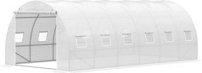 Outsunny 6x3x2 m Tünel Üvegház Kert Roll-Up Ajtóval 12 Hálós Ablakkal PE 140 g/m² és Horganyzott Fém a Növények és Zöldségek Termesztéséhez Fehér | Ao