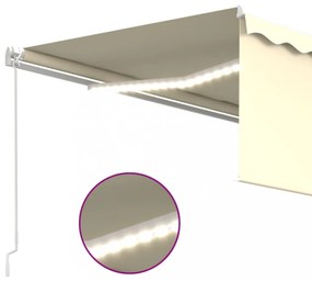 krémszínű LED-es kézzel kihúzható napellenző redőnnyel 4 x 3 m