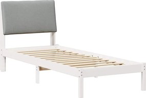 vidaXL Ágykeret Fehér és világosszürke 75 x 190 cm Tömör fenyőfa