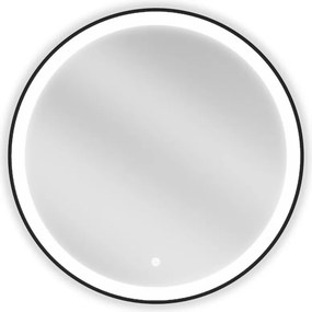 Mexen Esso világító fürdőszobai tükör, kerek, 70 cm, LED 6000K, páramentes, fekete keret - 9825-070-070-611-70