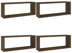 4 db barna tölgy színű szerelt fa fali kockapolc 60x15x23 cm