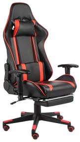 piros PVC forgó gamer szék lábtartóval