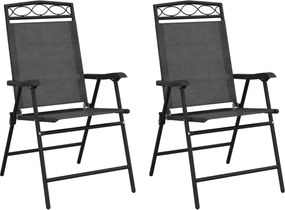 vidaXL 2 db melange szürke acél és textilén összecsukható kerti szék