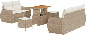 vidaXL Kerti Kanapé Szett 8 pcs Bézs polirattan
