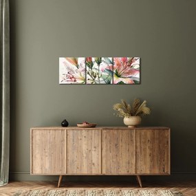 Kép - Liliomok, illusztrációk (órával) (90x30 cm)