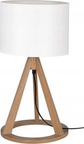 Éjjeli Asztali Lámpa Fa Díszítéssel, Fehér Búrával, E27 Led