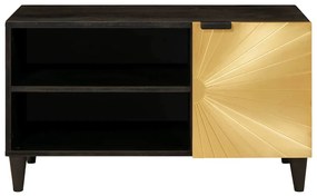 TV szekrény Fekete és Arany 80 x 33 x 46 cm tömör mangófa