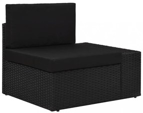 fekete polyrattan sarokkanapé-elem bal oldali karfával