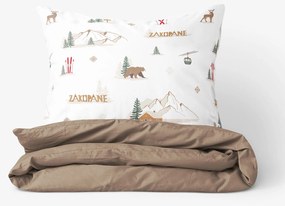 Goldea pamut ágyneműhuzat duo - zakopane, kávébarna színű hátoldal 200 x 200 és 2db 70 x 90 cm
