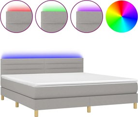 vidaXL világosszürke szövet rugós és LED-es ágy matraccal 160x200 cm